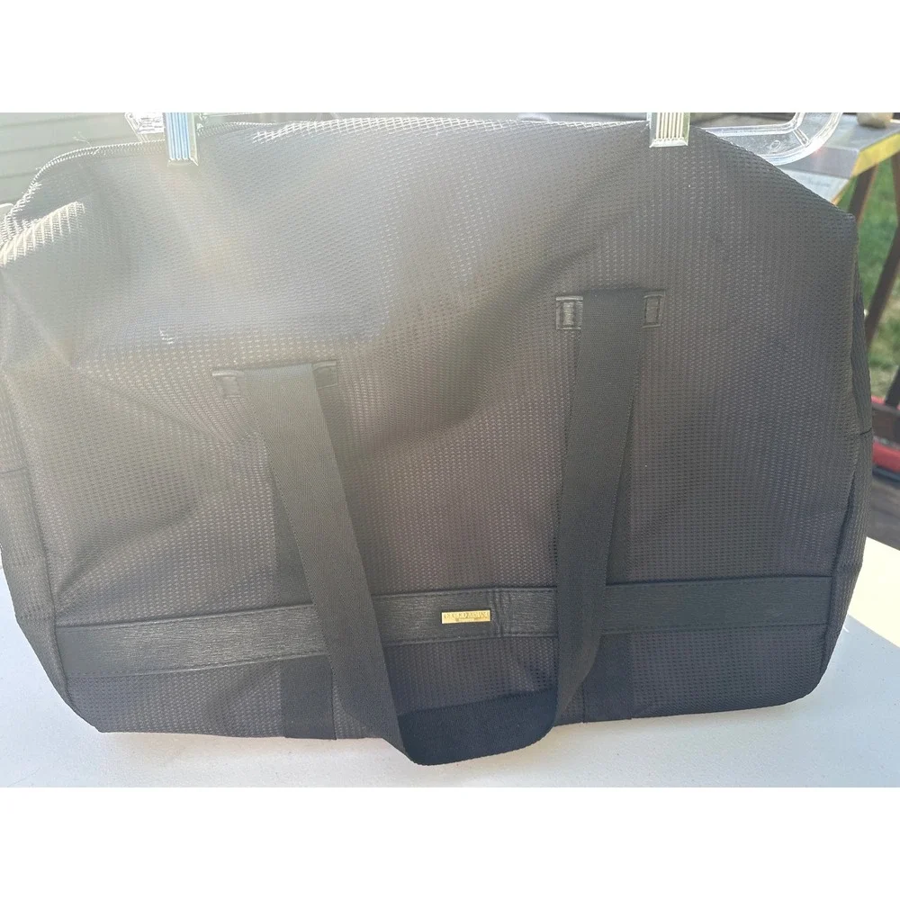 Giorgio Armani Fragrances Black Mesh Duffel Bag Travel Weekend Gym Bag Logo Gold